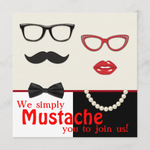 Invitación Foto Booth Prop. Mustache Fiesta de cumpleaños