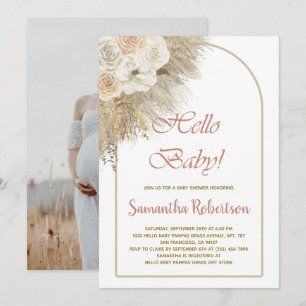 Invitación Foto Botánica Boho Baby Shower Pampas Grass