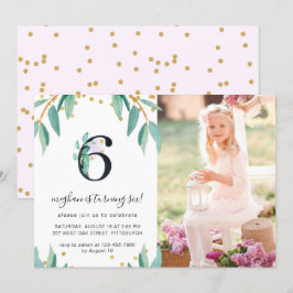Invitación Foto botánica de la 6ª fiesta de cumpleaños
