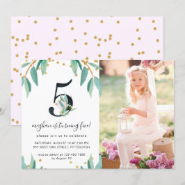 Invitación Foto botánica de la quinta fiesta de cumpleaños de