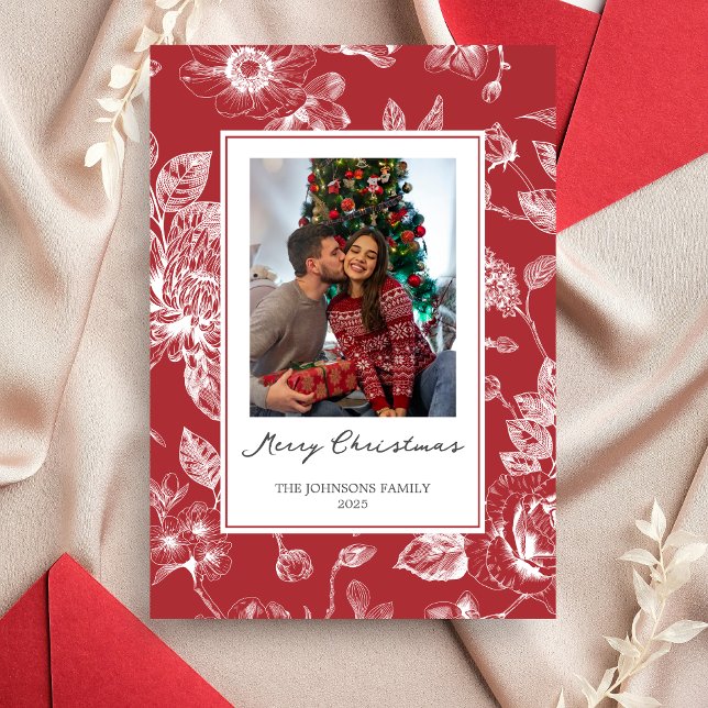 Invitación Foto botánica de Navidad (Christmas Family Holiday Card )