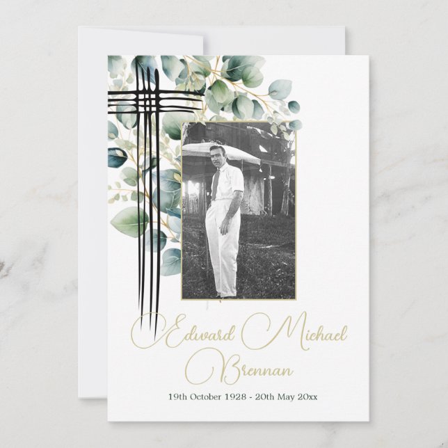 Invitación Foto botánica del funeral cristiano (Anverso)