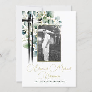 Invitación Foto botánica del funeral cristiano