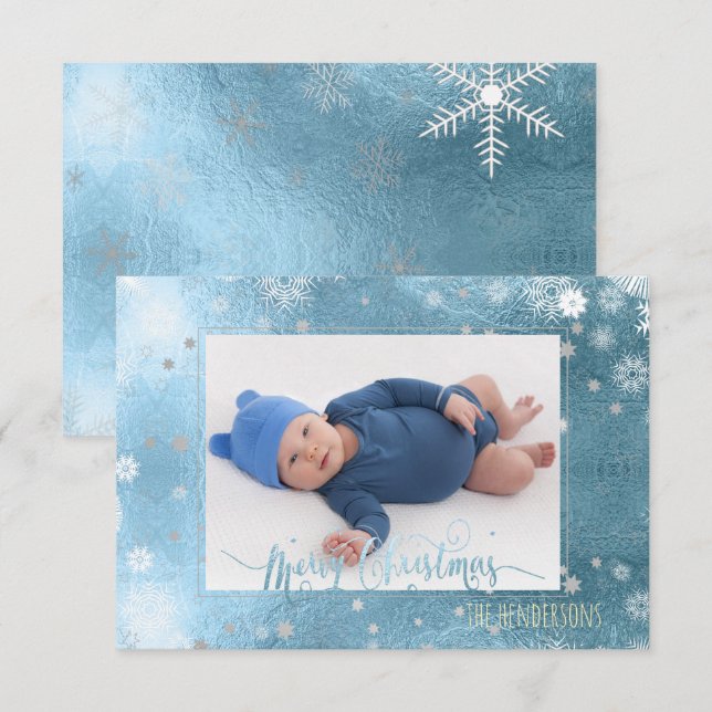 Invitación Foto/caligrafía de vacaciones de Navidades de PixD (Anverso / Reverso)