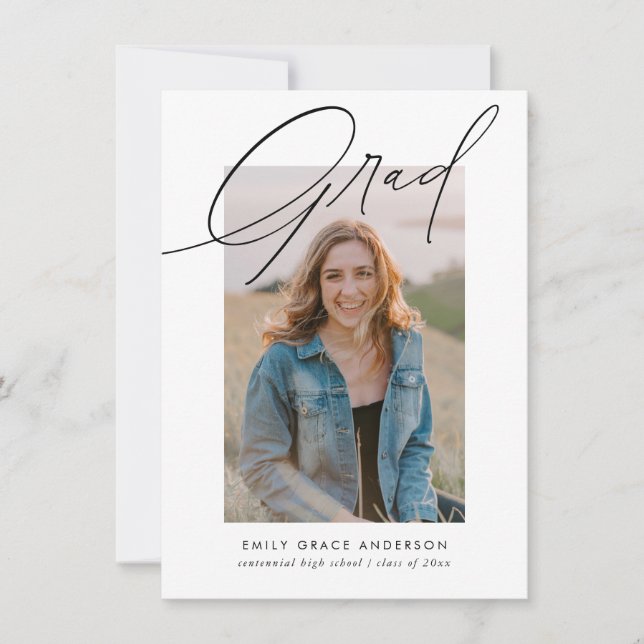 Invitación Foto caligráfica Presupuesto de fotografía Graduac (Anverso)