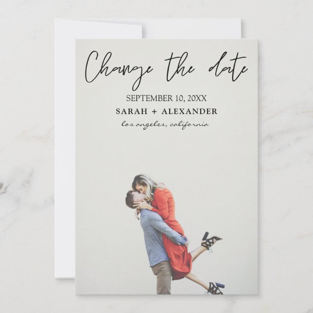 Invitación Foto - Cambio vertical de fecha - Texto superior (Anverso)