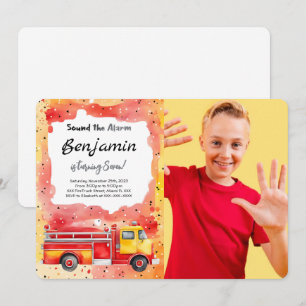 Invitación Foto Camión de Bomberos Cumpleaños 7