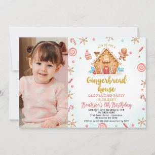 Invitación Foto Casa de Gingerbread Fiesta decoradora Cumplea