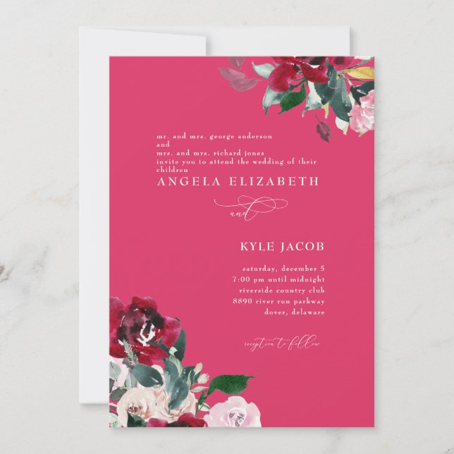 Invitación Foto Cerize Floral Elegant Wedding (Anverso)