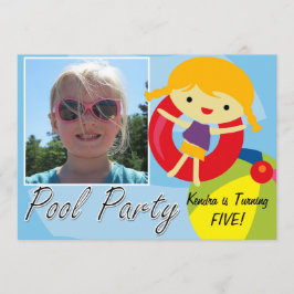 Invitación Foto Chica rubio Fiesta de piscina Cumpleaños