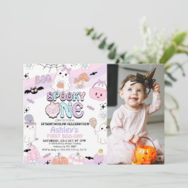 Invitación Foto Chicas morados saborearon Halloween 1er cumpl