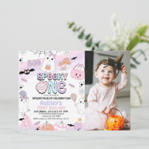 Invitación Foto Chicas morados saborearon Halloween 1er cumpl