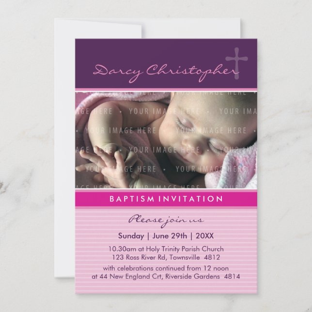 Invitación FOTO CHRISTENING INVITA : fe 3P (Anverso)