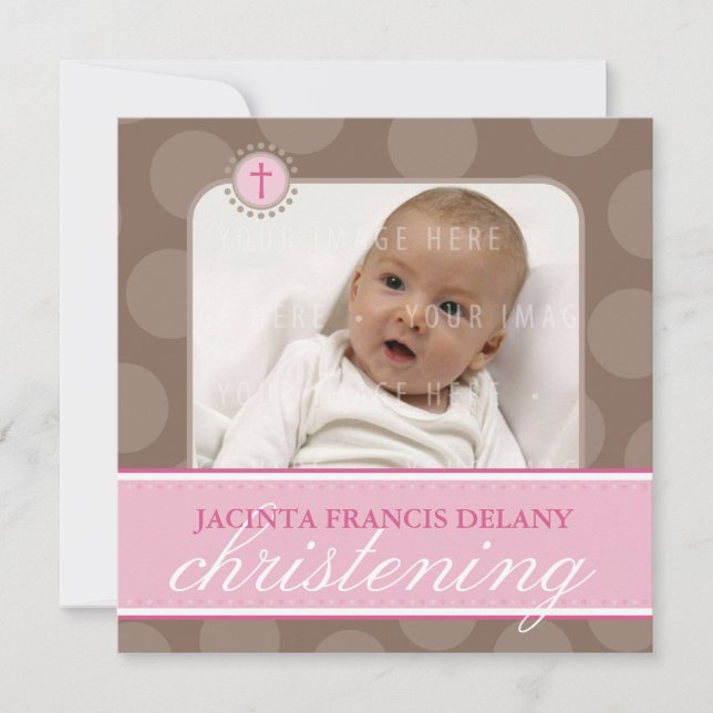 Invitación FOTO CHRISTENING INVITA :: polkadot 1SQ (Anverso)