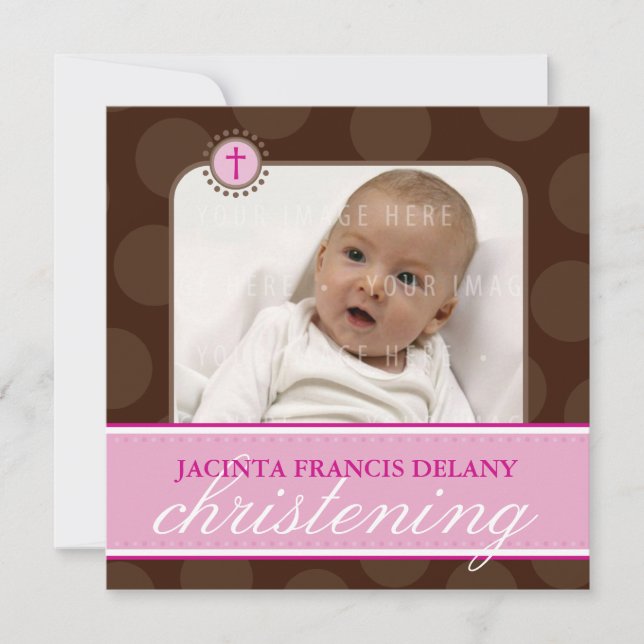 Invitación FOTO CHRISTENING INVITA : polkadot 3SQ (Anverso)