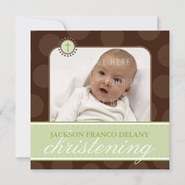 Invitación FOTO CHRISTENING INVITA :: polkadot 4SQ (Anverso)