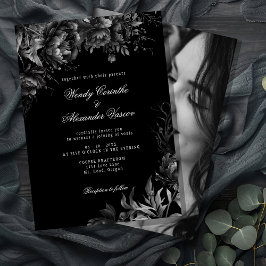 Invitación Foto clásica de Boda negro gótico