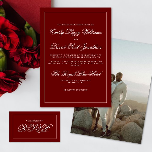 Invitación Foto clásica de Crimson Red Simple (Subido por el creador)