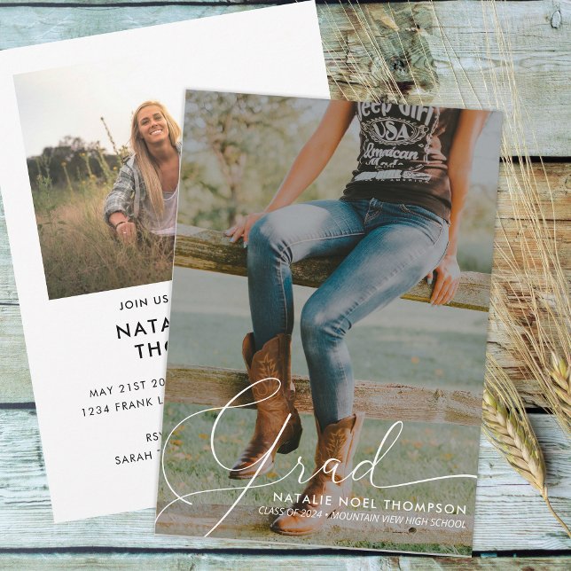 Invitación Foto clásica de la fiesta de graduación moderna (Subido por el creador)