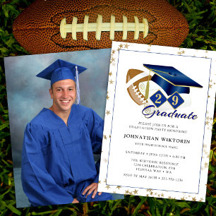 Invitación Foto clásica de la graduación de Cap Blue Gold