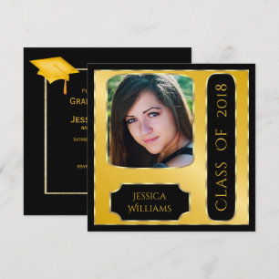 Invitación Foto Clásica Graduada Doble cara