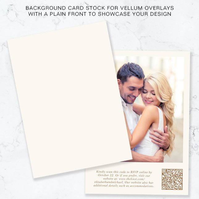 Invitación Foto Código QR Cream Fondo de oro de fondo Vellum  (Subido por el creador)