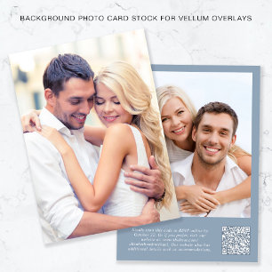 Invitación Foto Código QR Dusty fondo azul Vellum Overlay