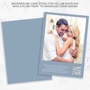 Invitación Foto Código QR Dusty fondo azul Vellum Overlay