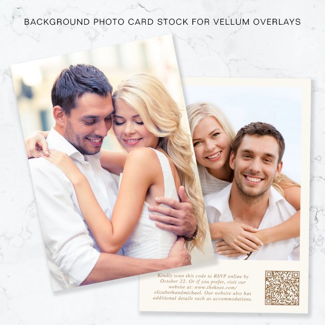 Invitación Foto Código QR Fondo de crema de oro Superposición (Subido por el creador)