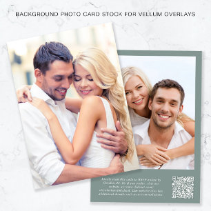 Invitación Foto Código QR Sage Fondo verde Vellum Overlay