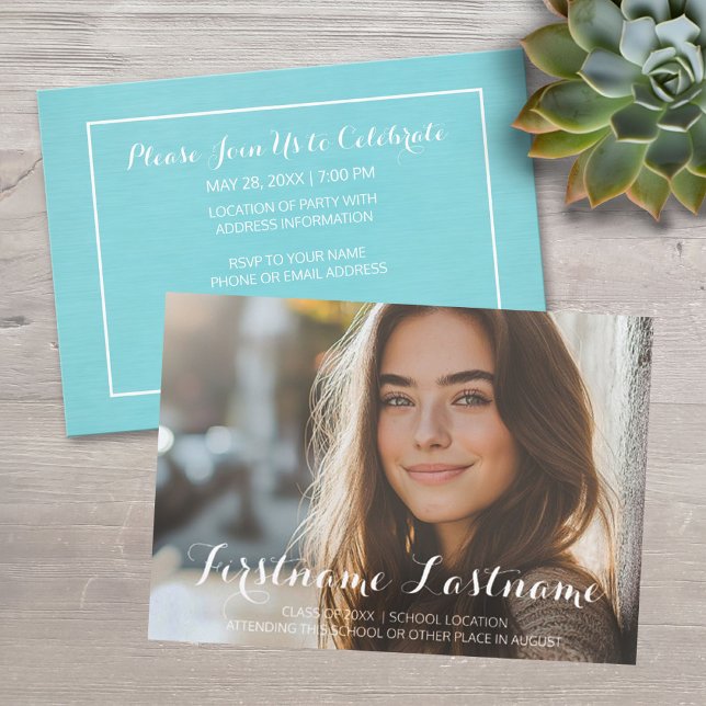 Invitación Foto completa con guión - Partido de graduación (Custom Graduation Announcement)