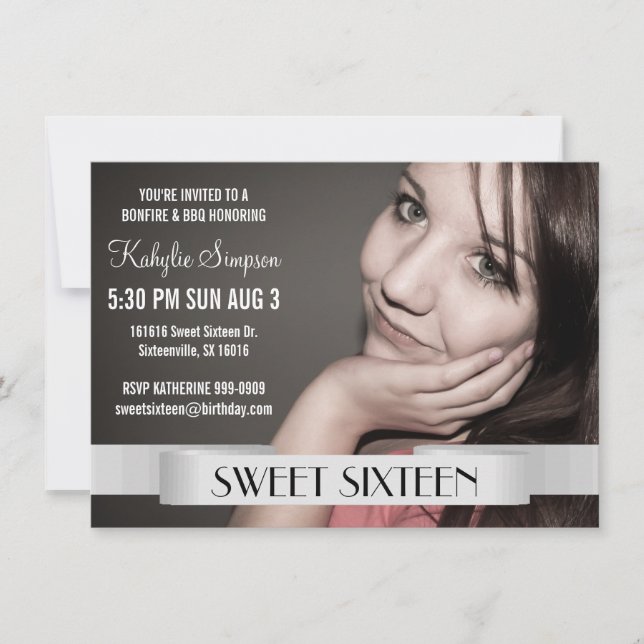 Invitación Foto completa Dulce Dieciséis Fiesta de Cumpleaños (Anverso)