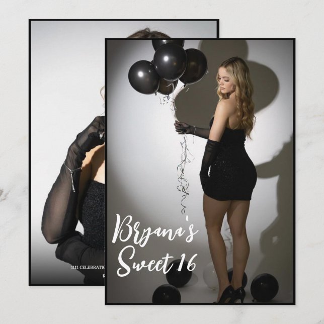 Invitación Foto Completa Frente y Dorso Moderno y Elegante Du (Anverso / Reverso)