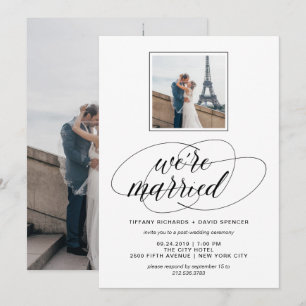 Invitación Foto con letra elegante en blanco y negro   Estamo