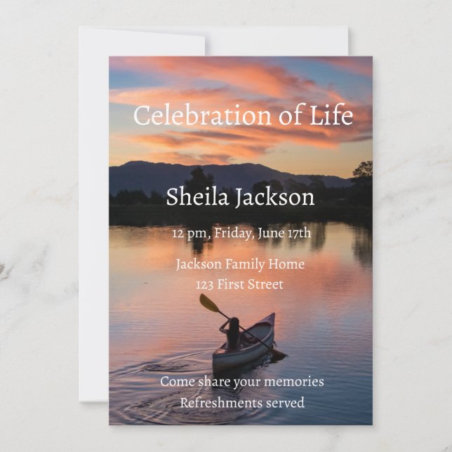 Invitación Foto conmemorativa Canoa Canoa Paddling Lake Sunse (Anverso)