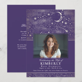 Invitación Foto conmemorativa del funeral de la vida púrpura