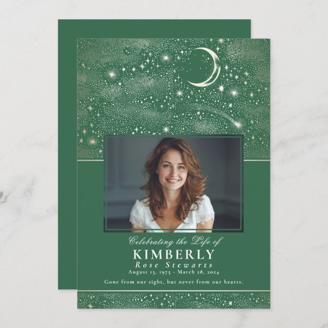 Invitación Foto conmemorativa del funeral verde de la vida (Anverso / Reverso)