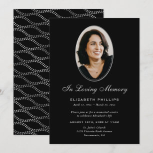 Invitación Foto conmemorativa en negro plateado En memoria am