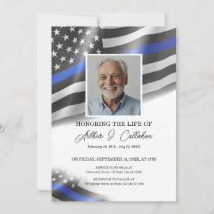 Invitación Foto conmemorativa funeral de la delgada línea azu
