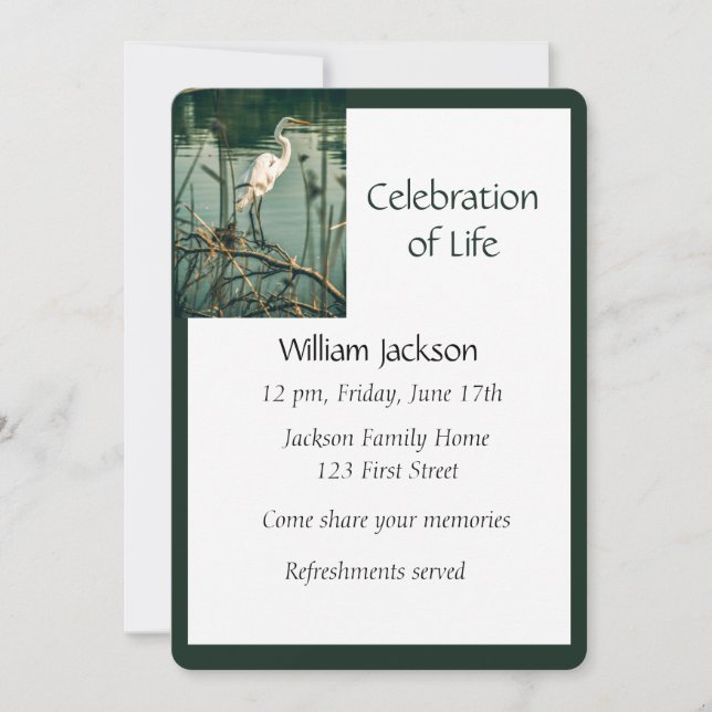 Invitación Foto conmemorativa Invitar a Ave De Agua Egret (Anverso)