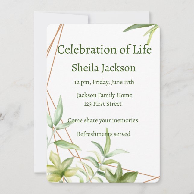 Invitación Foto conmemorativa Personalizado Greenery Foliage  (Anverso)
