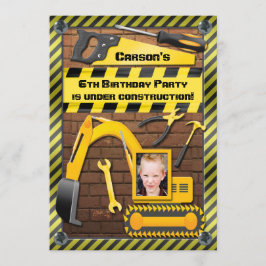 Invitación Foto Construcción Herramientas para fiestas de cum