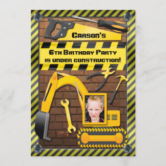 Invitación Foto Construcción Herramientas para fiestas de cum