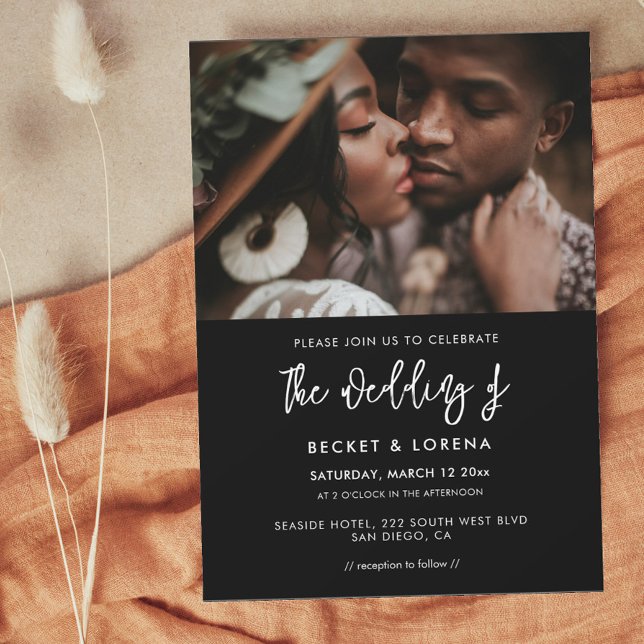 Invitación Foto contemporánea de boda negro (Subido por el creador)