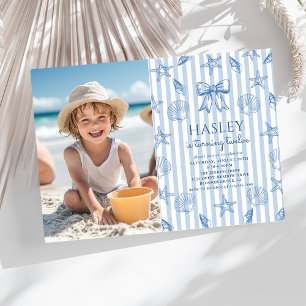 Invitación Foto Coquette Seashells Coastal Cumpleaños