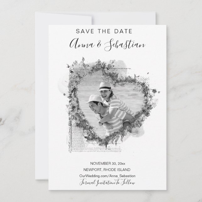 Invitación *~* FOTO Corazón AR6 BODA GUARDAR LA FECHA QR (Anverso)