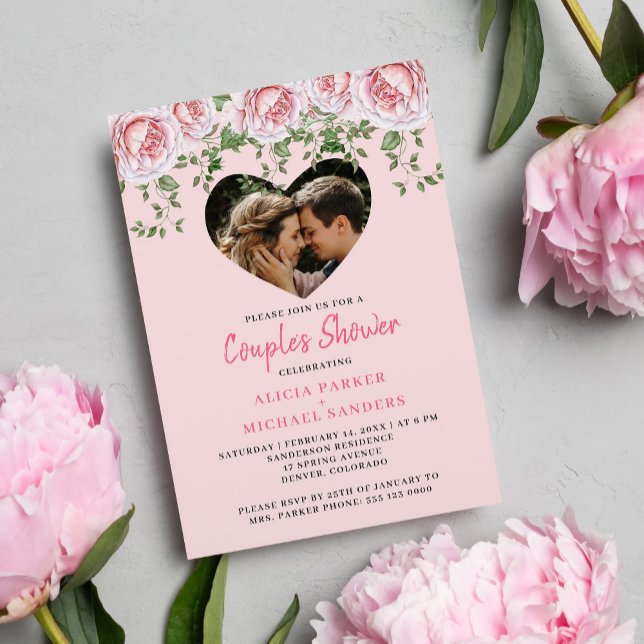 Invitación Foto corazón rosa Las parejas de San Valentín se d (Subido por el creador)
