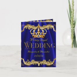 Invitación Foto Corona Boda Azul Marino Royal Gold