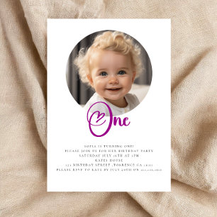 Invitación Foto corta fiesta de primer cumpleaños
