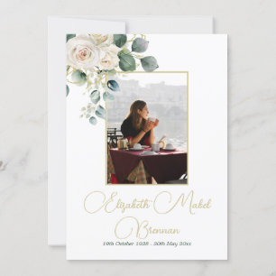 Invitación Foto cristiana funeraria elegida Rosa floral